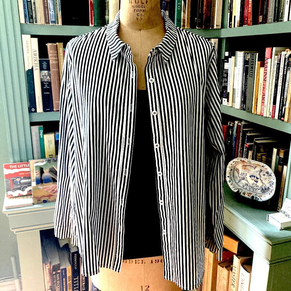 Allegra K 100% Cotton Button-up Blouse w Roll-up Sleeves